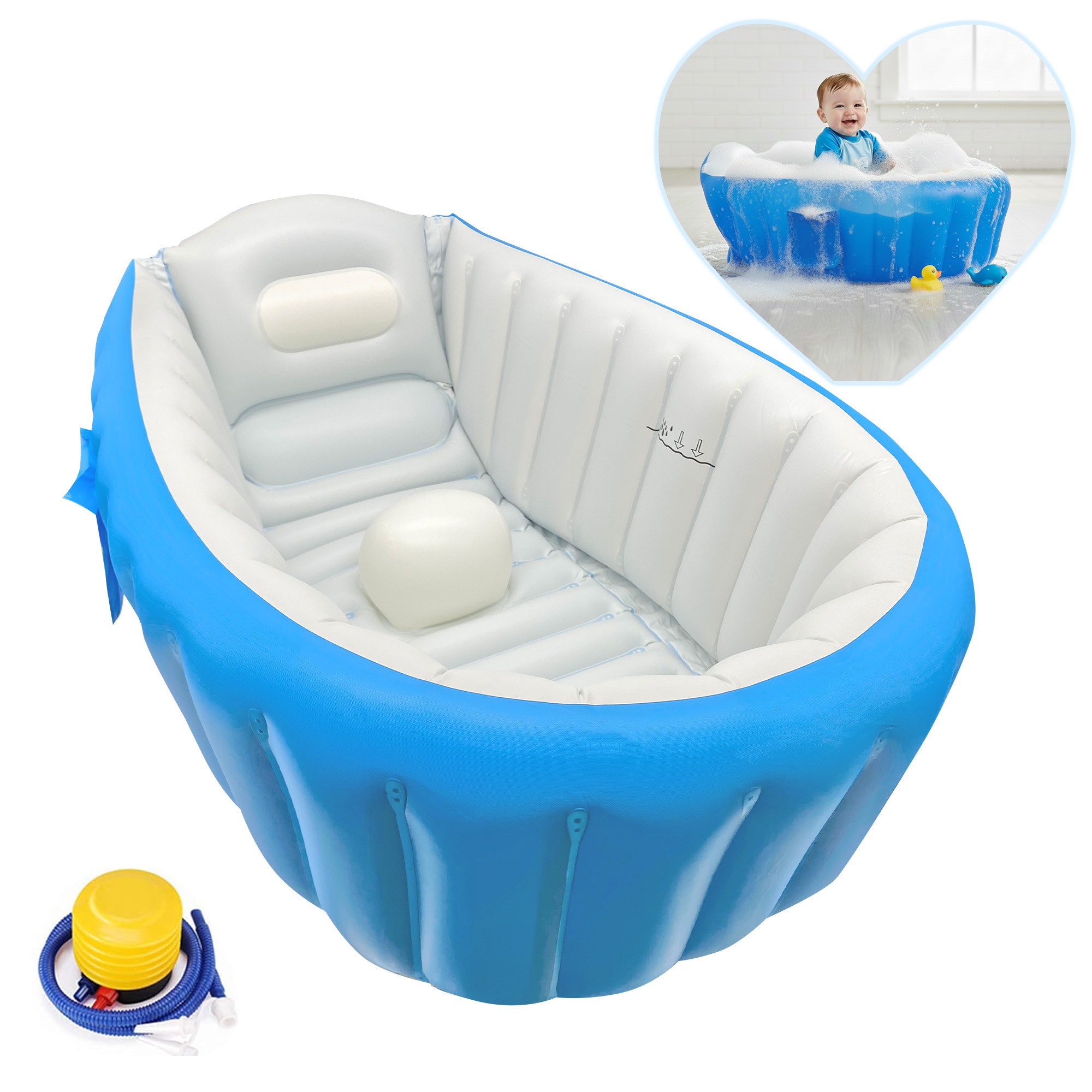 Ba&ntilde;era Inflable Para Reci&eacute;n Nacido Y Beb&eacute; Con Bomba Ecobaby Original image number null