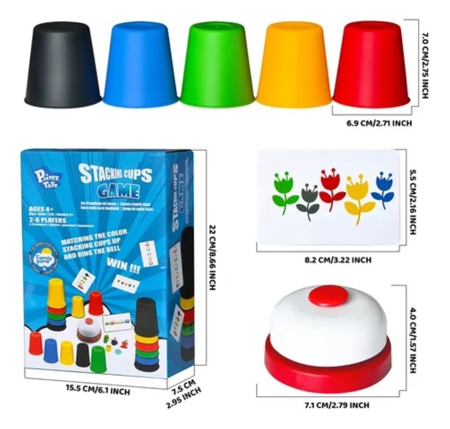 Juego R&aacute;pido De Apilar Y Emparejar Vasos Colores image number null