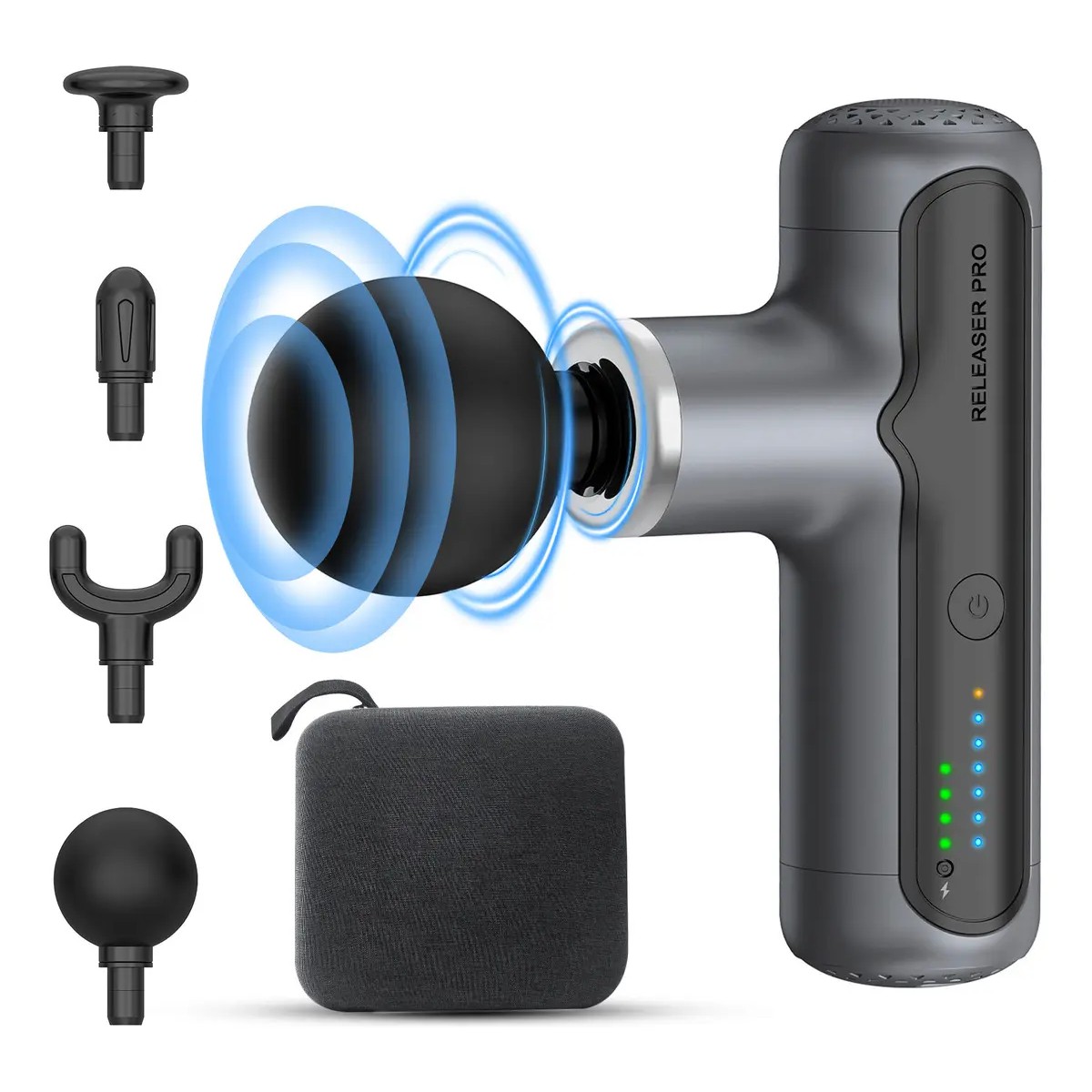 Mini Pistola de Masaje 4000mAh Massage Gun con 4 Cabezas 7 Velocidades Negro image number null