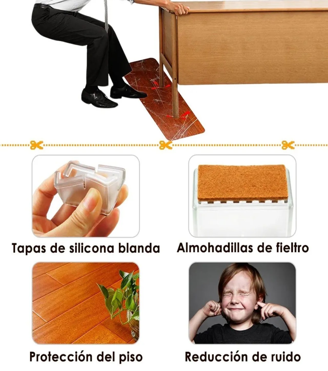 Protector Grueso De Silicona Para Patas De Muebles, Sillas transparente image number null