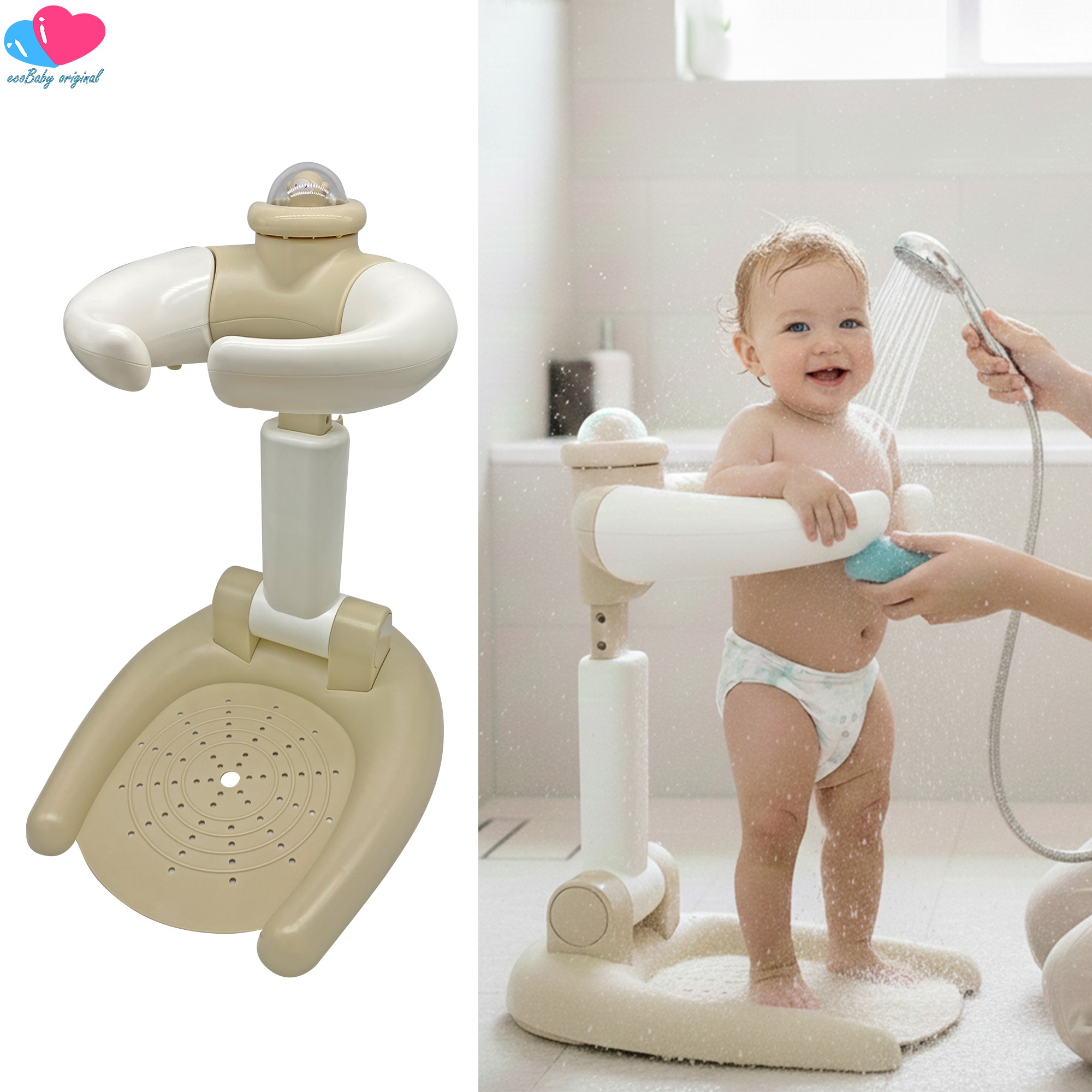 Kit Ba&ntilde;o para beb&eacute; con Ba&ntilde;era Inflable, Bomba, Soporte de Ducha y Visera Ecobaby Original image number null