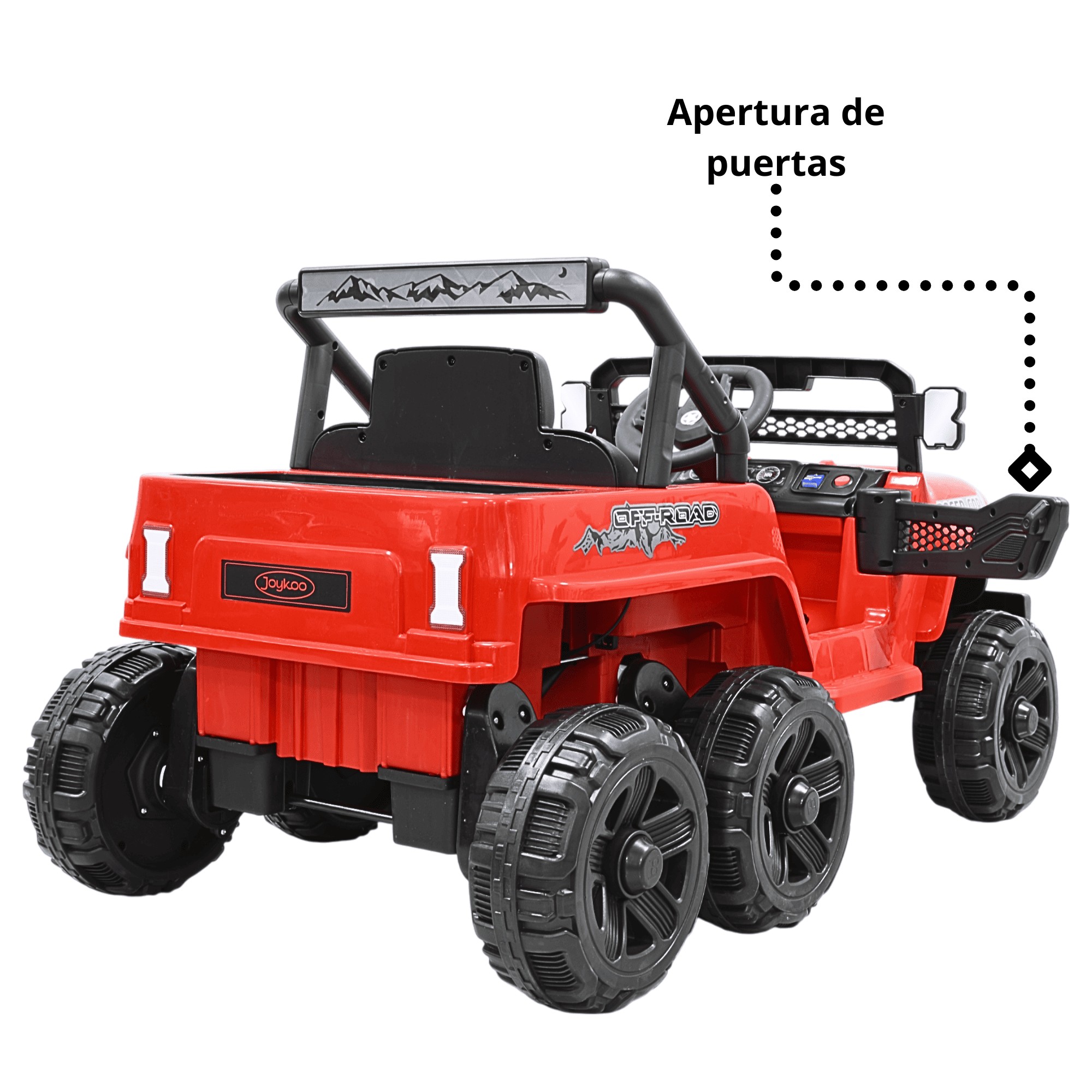 Camioneta Montable El&eacute;ctrica 4x4 para Ni&ntilde;os Bluetooth Control Remoto Luces Led Bater&iacute;a 12V Soporta hasta 30 kg - Rojo image number null