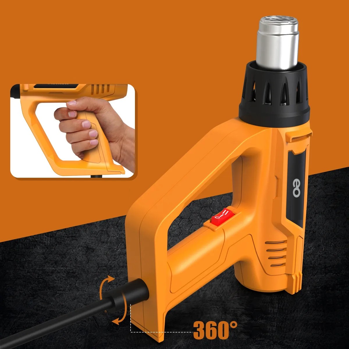 Pistola De Calor De 2000w Temperatura Ajustable Naranja image number null