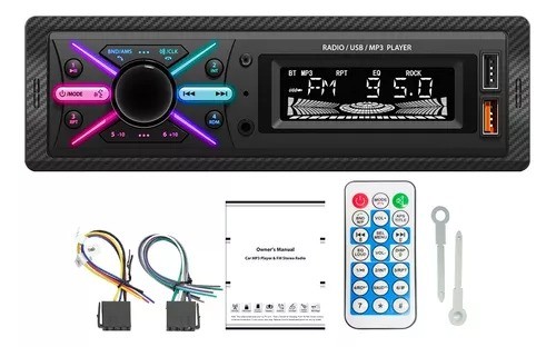 1 Din Auto Radio Reproductor Est&eacute;reo Receptor Aux Usb Bt Fm image number null