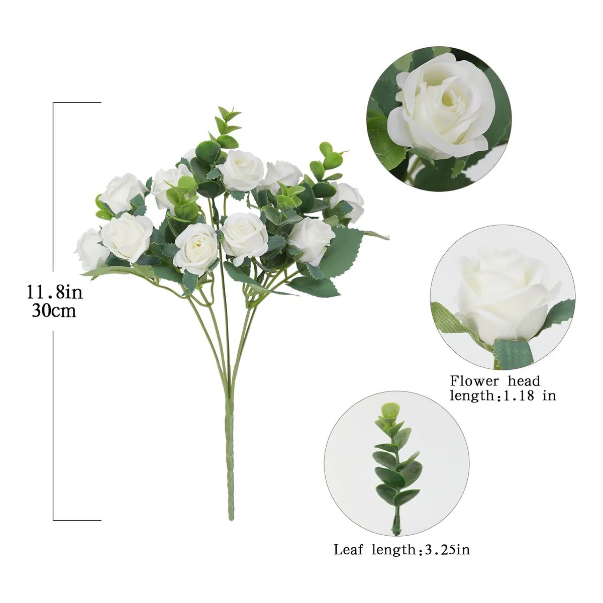 5 Ramos Flores Rose Artificiales Rama Decorativa 50 Flores Blanco image number null