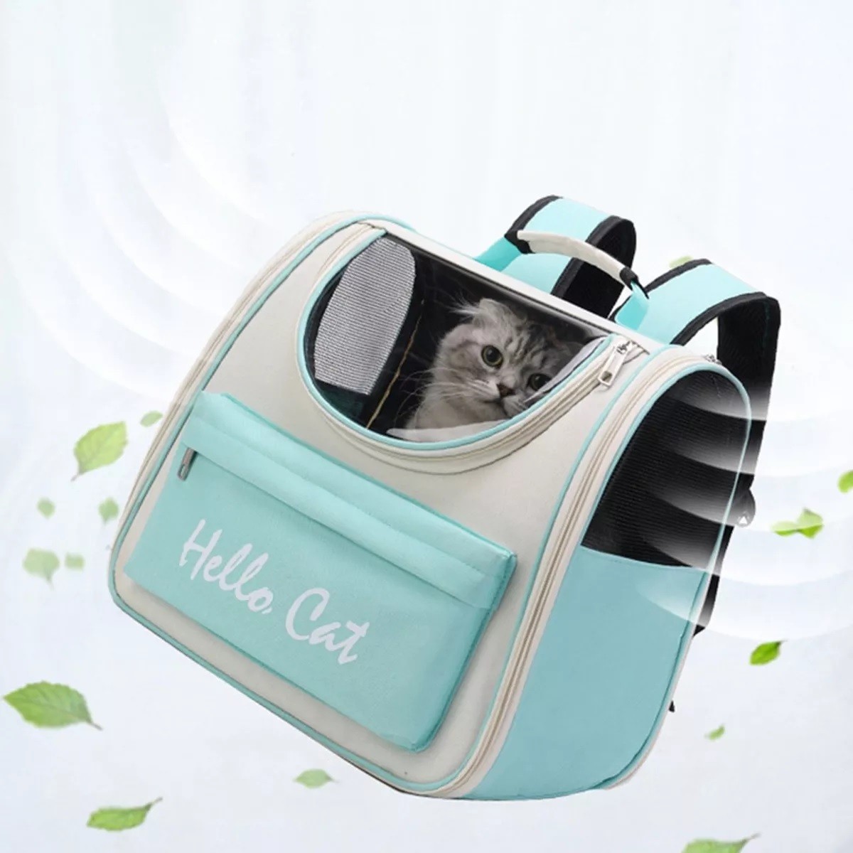 Mochila Transportadora Para Gato Perro Port&aacute;til Y Respirable Verde image number null