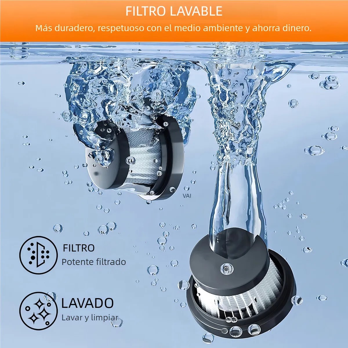 Aiyinsmart Aspiradora Port&aacute;til Inal&aacute;mbrica de Mano 9KPa Filtro HEPA Accesorios Incluidos image number null