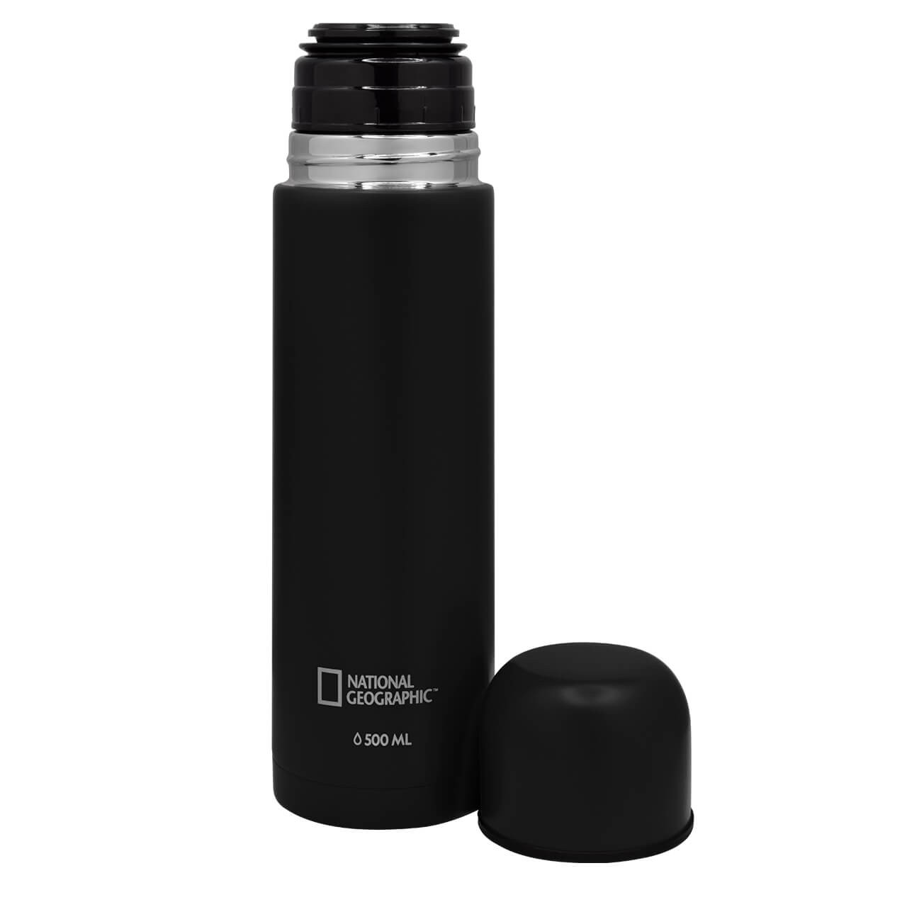 Termo tipo bala Nat Geo, CONSERVE AND PROTECT, acero inoxidable de 500 ml, THNG21, negro mate image number null