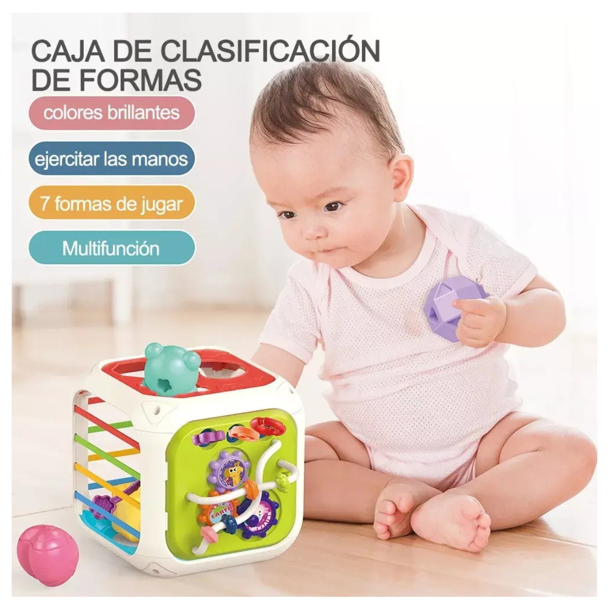 Juguete Educativo Sensorial Cubo Actividades 7 En 1 Para Beb&eacute;s image number null