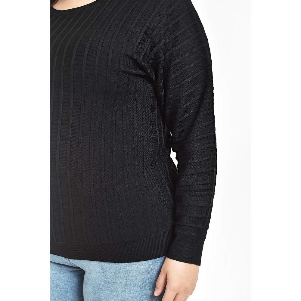 Sueter con relieve a rayas Roman Fashion / Tallas Extras, 4002 (Negro) image number null