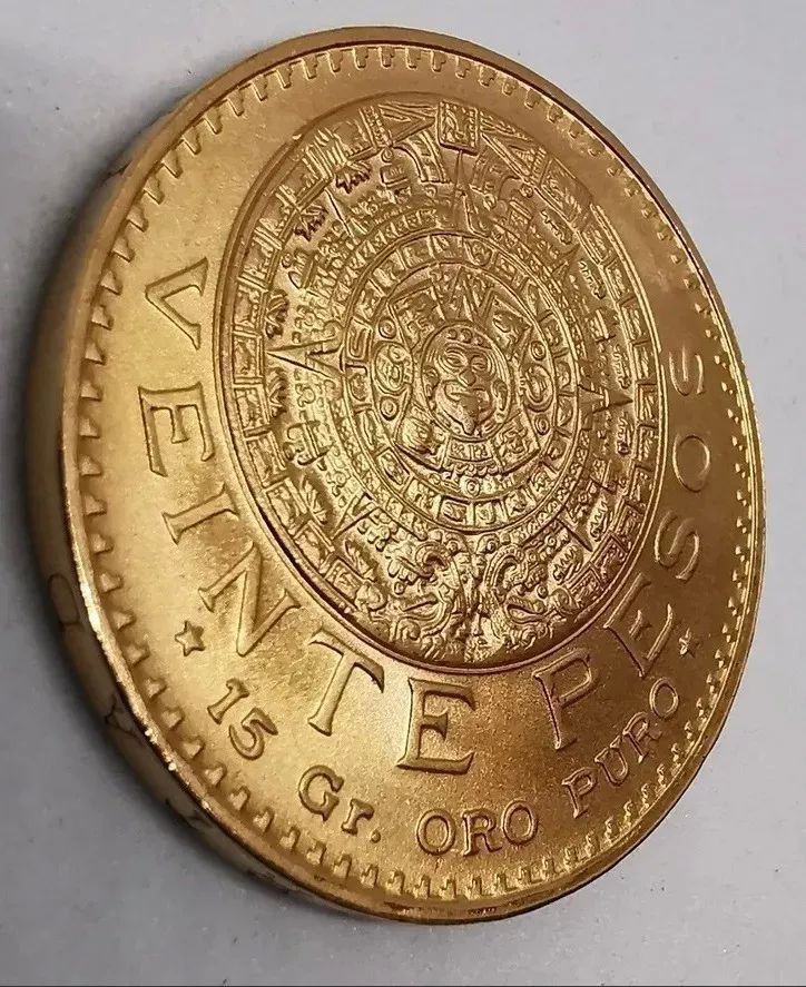 Moneda Azteca Oro $20 pesos Original 1959 Sin Circular Nueva. image number null