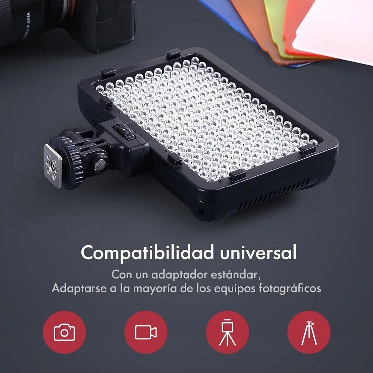 L&aacute;mpara De Luz 176 leds Camara De Video Regulable Con Bater&iacute;a image number null