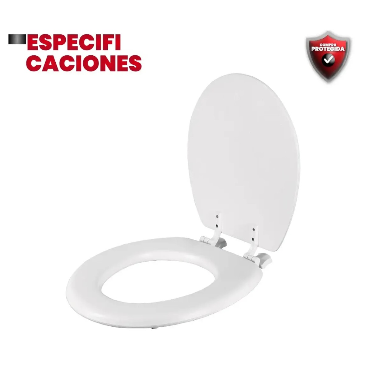 Asiento Redondo Acojinado Para Wc, Cerrado, Blanco image number null