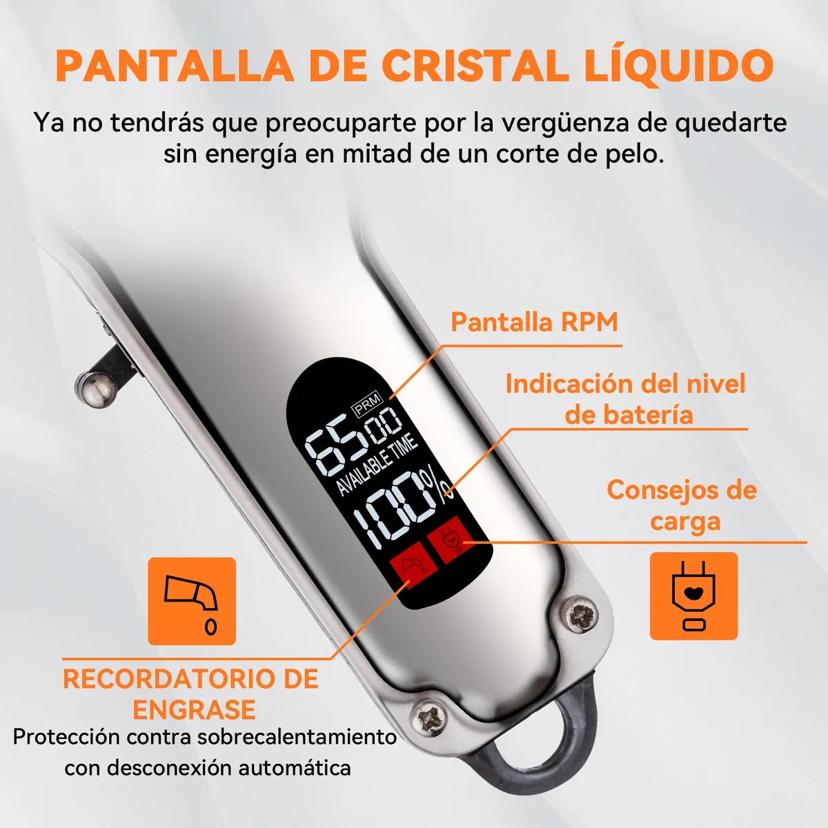 Maquinas Para Cabello Recargable Cortadora De Pelo Kit Plateado image number null