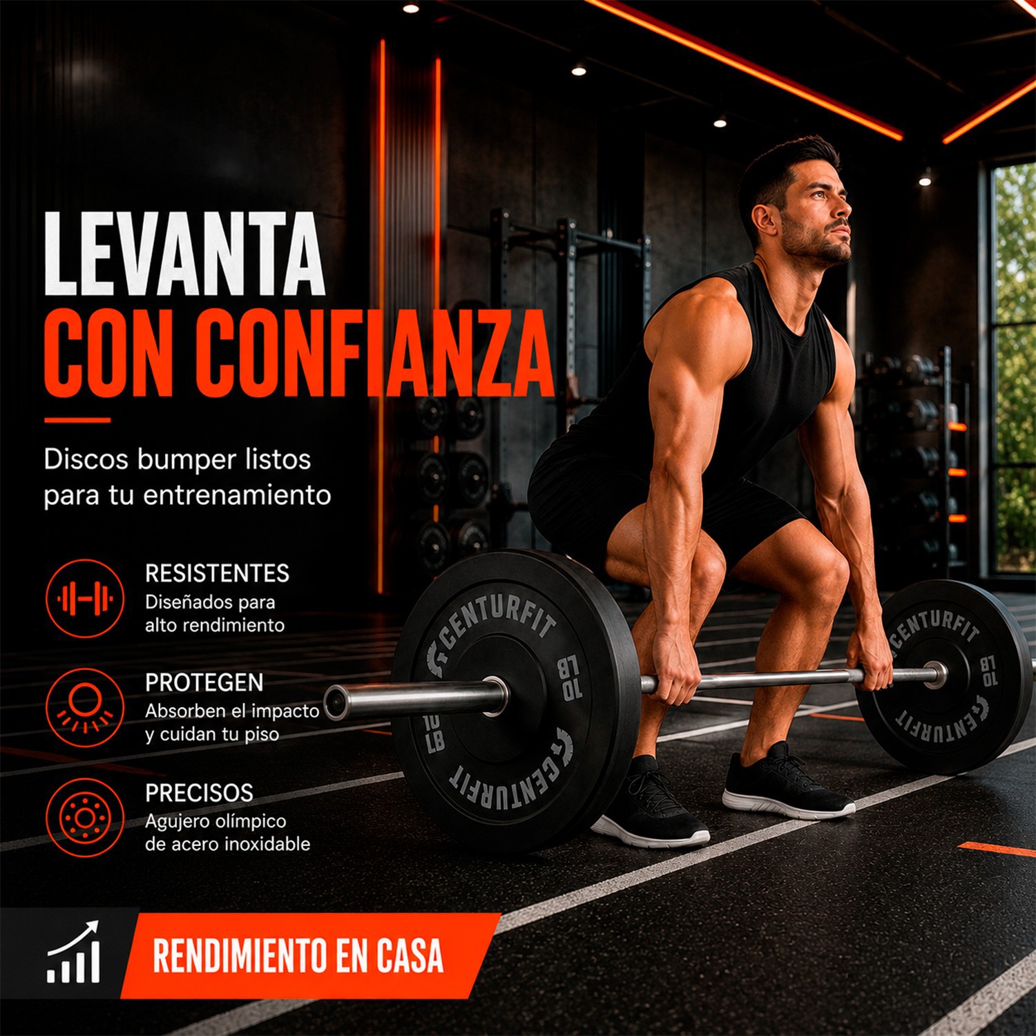 Par Disco Bumper Olimpico Libras Centro Acerocaucho Crossfit Gris Centurfit image number null