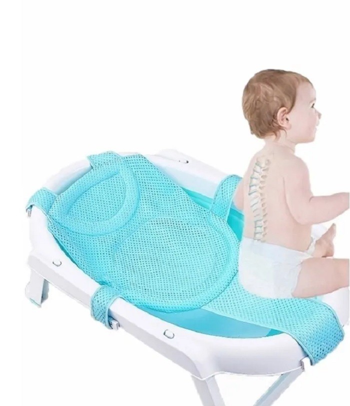 Soporte Tina Bebe Respaldo Ba&ntilde;era Antideslizante Azul image number null