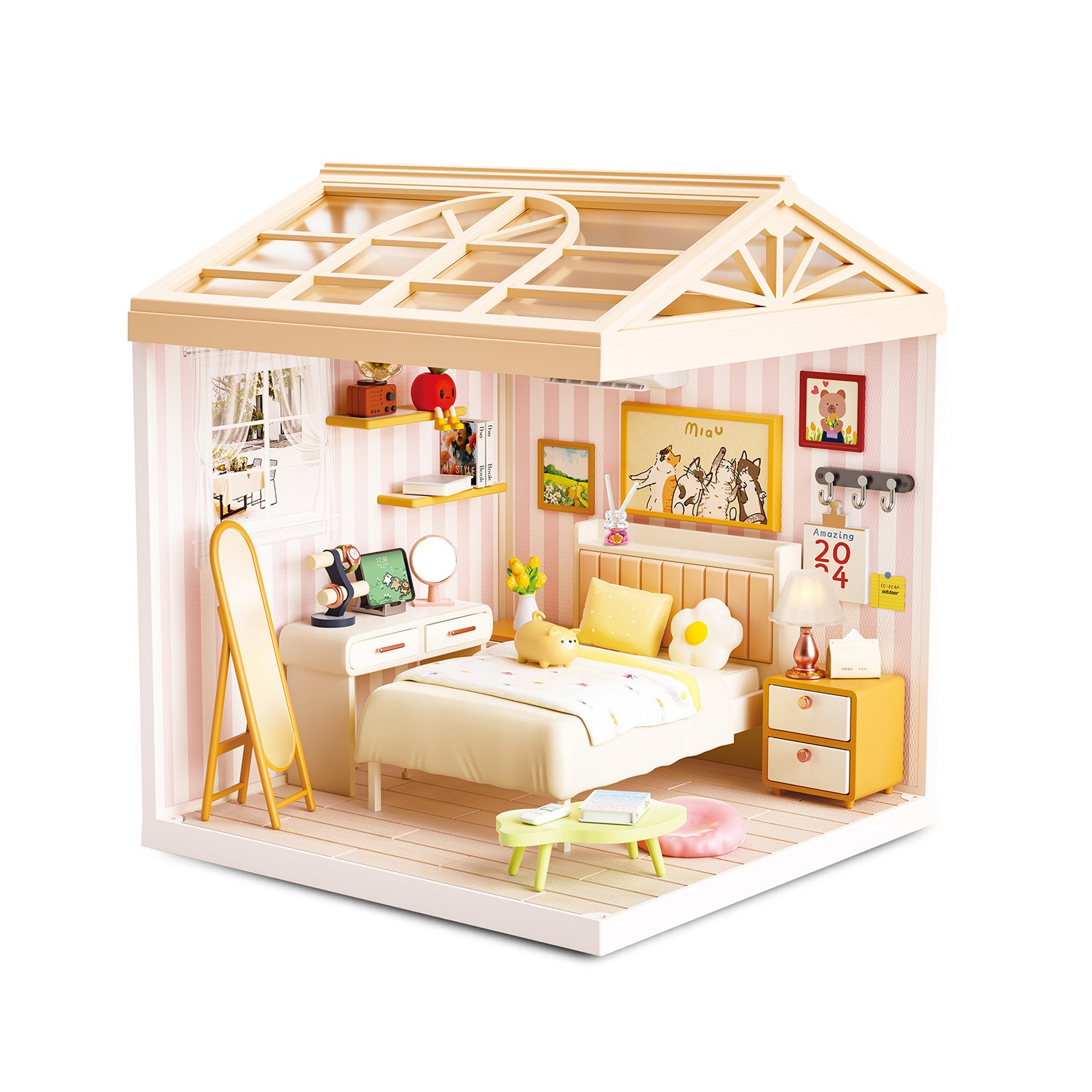 Juguete Casa en Miniatura Dormitorio con Muebles y Efecto de Luz Nocturna image number null