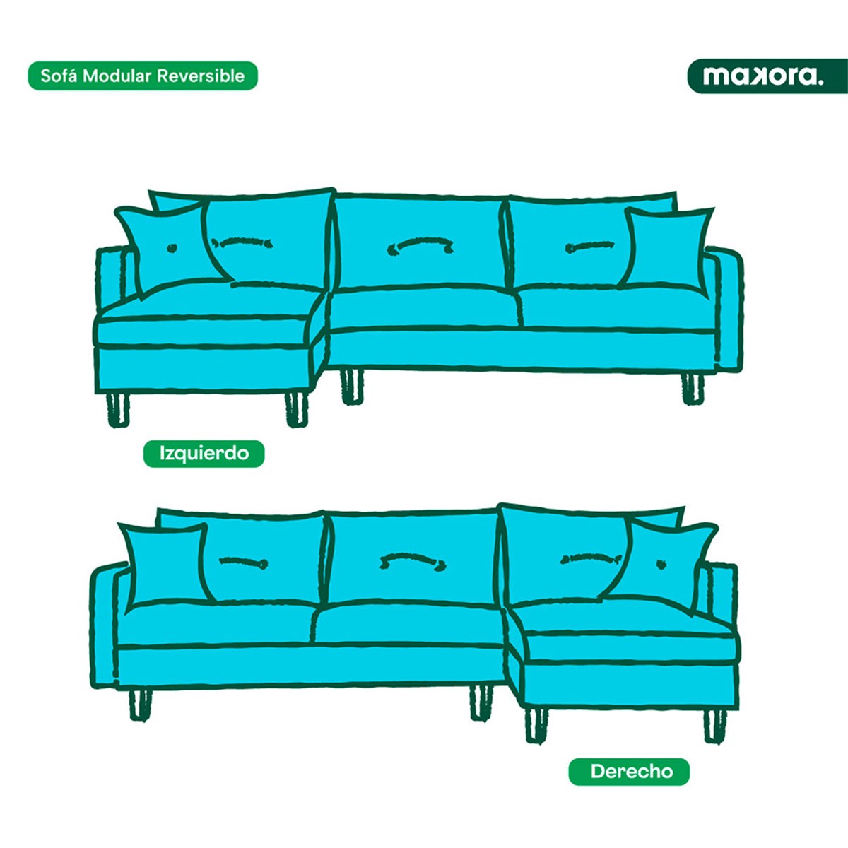 Sala Modular Makora Carlton con Memory Foam, Color Palo de Rosa Respaldo Reclinable de 3 Posiciones image number null