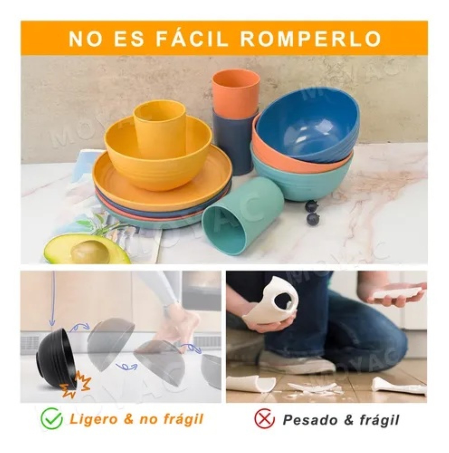 44pzs Vajilla Juego Color Cocina Paja Trigo Plato Tazas Kit colores image number null