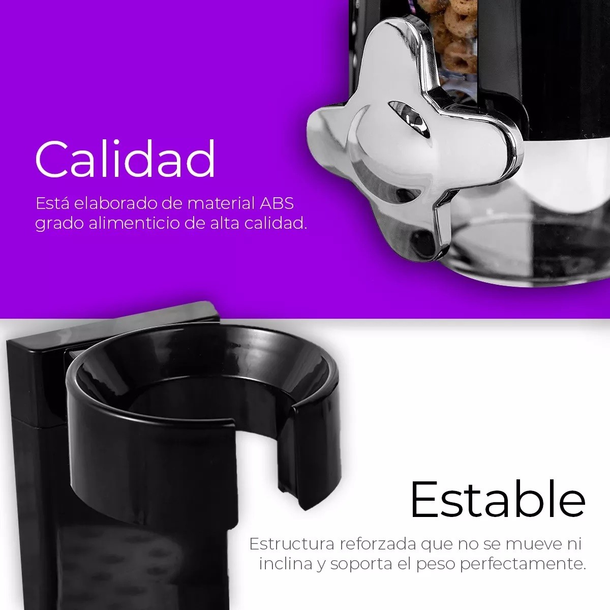 Dispensador De Cereal Despachador Doble Alimentos Y Semillas Color Negro image number null