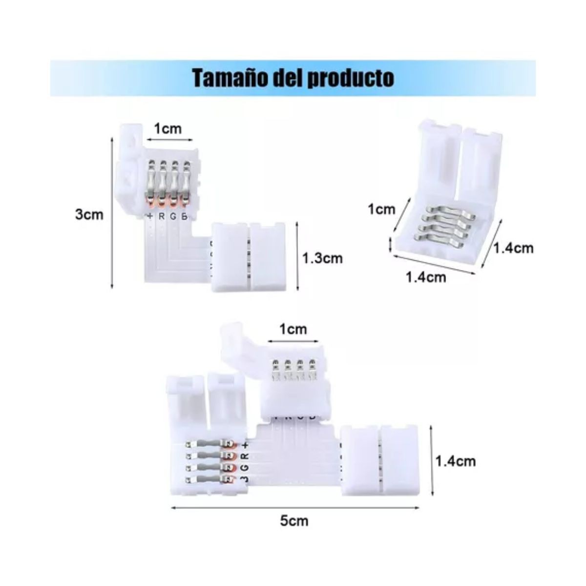 40 Pzs Conector L/t Broche Para Unir Tira Led Rgb 4 Pines image number null