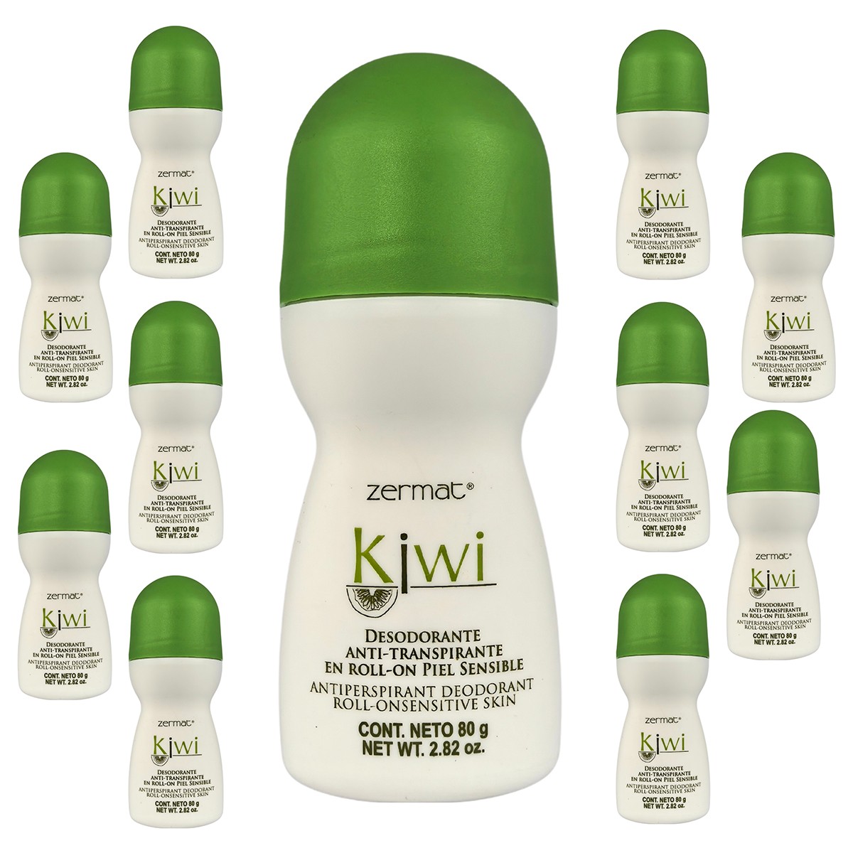 Paquete 10 desodorantes Zermat kiwi piel sensible roll on image number null