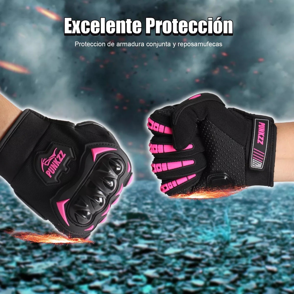 Guantes Proteccion Pantalla T&aacute;ctil De Dedo Para Motocicleta Rosa Talla XXL. image number null