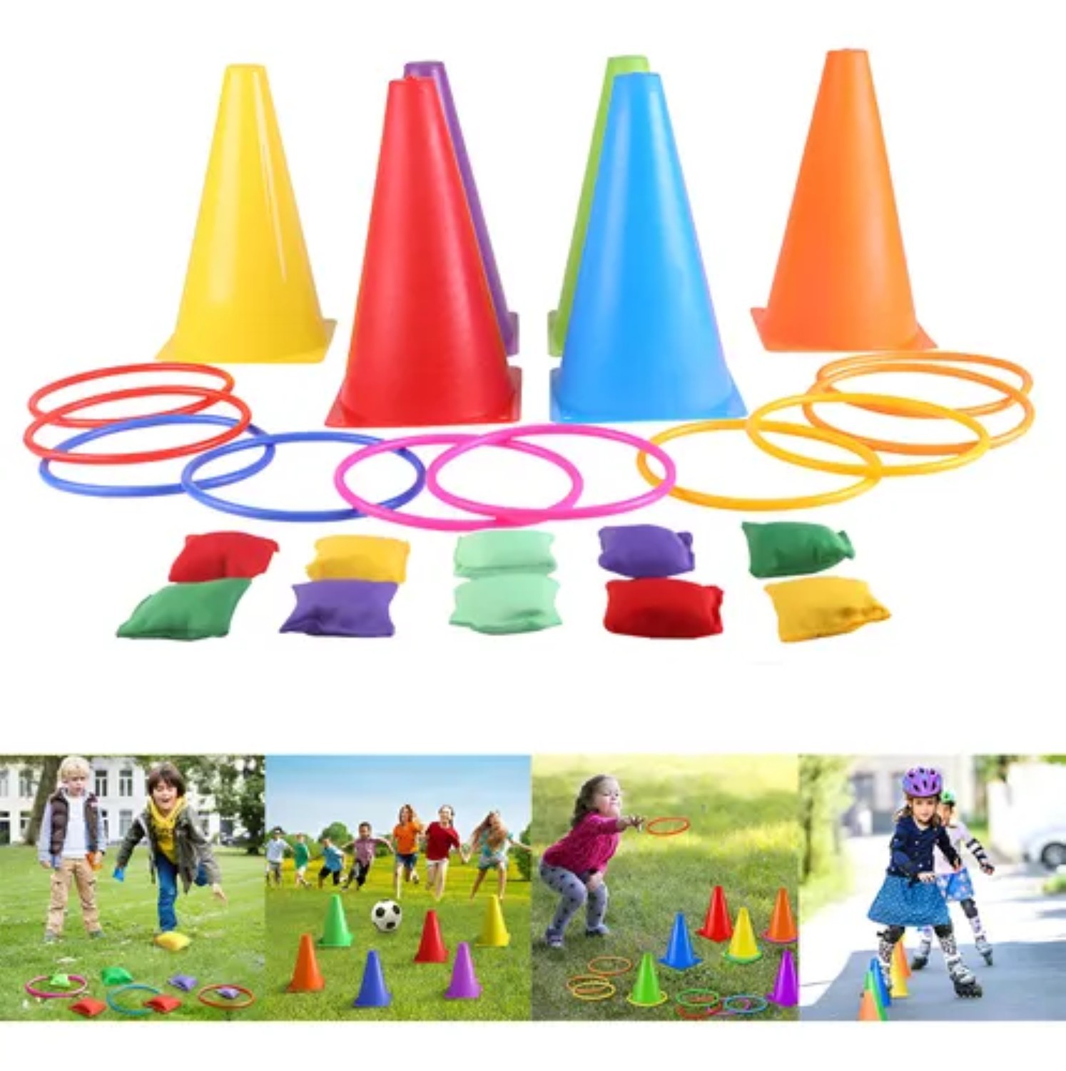 Juego De Punter&iacute;a 3 En 1 Con Anillos De Pl&aacute;stico Para Ni&ntilde;os image number null