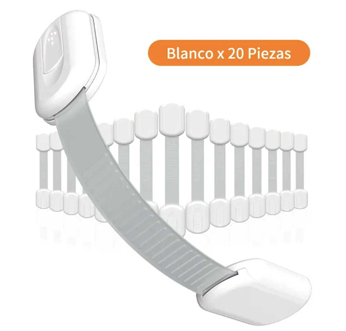 20 Seguros Para Puerta Cajones Refrigerador Beb&eacute; Protectores Modelo Blanco image number null