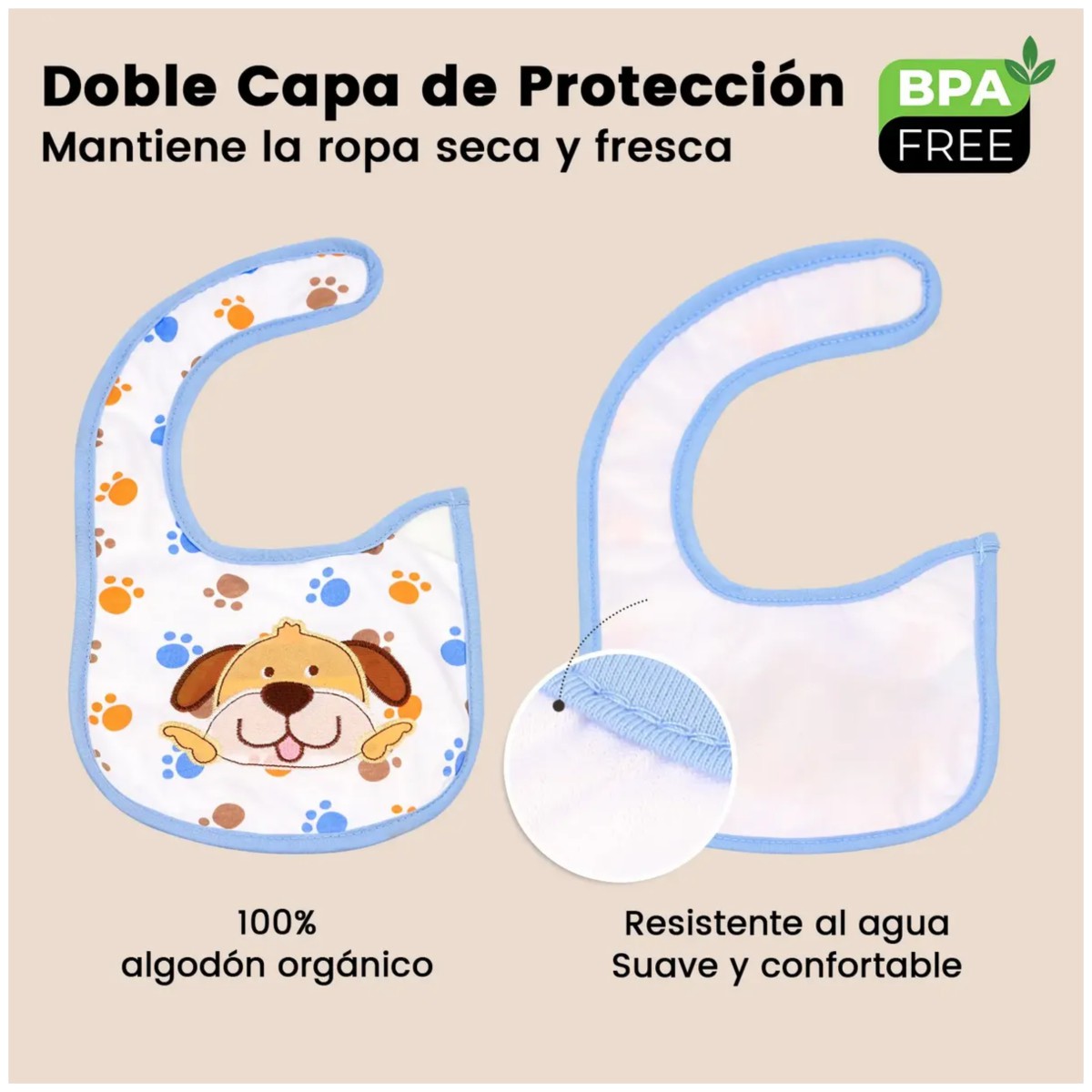 Juego De 8 Baberos Impermeables Para Bebe Unisex image number null