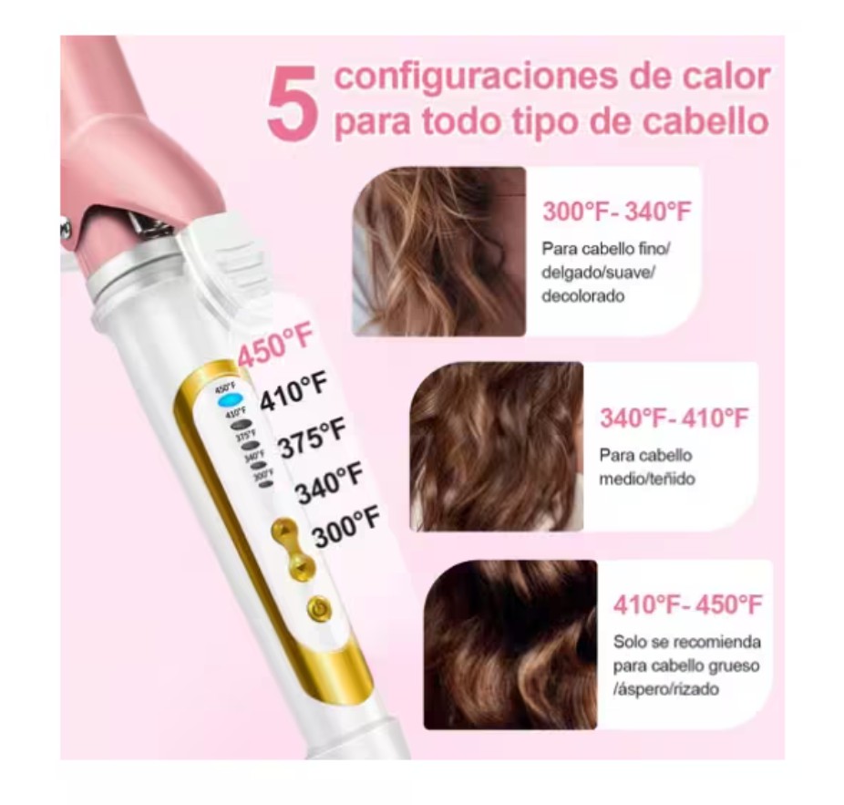 Rizadora Autom&aacute;tica De Cabello 32mm Cer&aacute;mica color rosa image number null