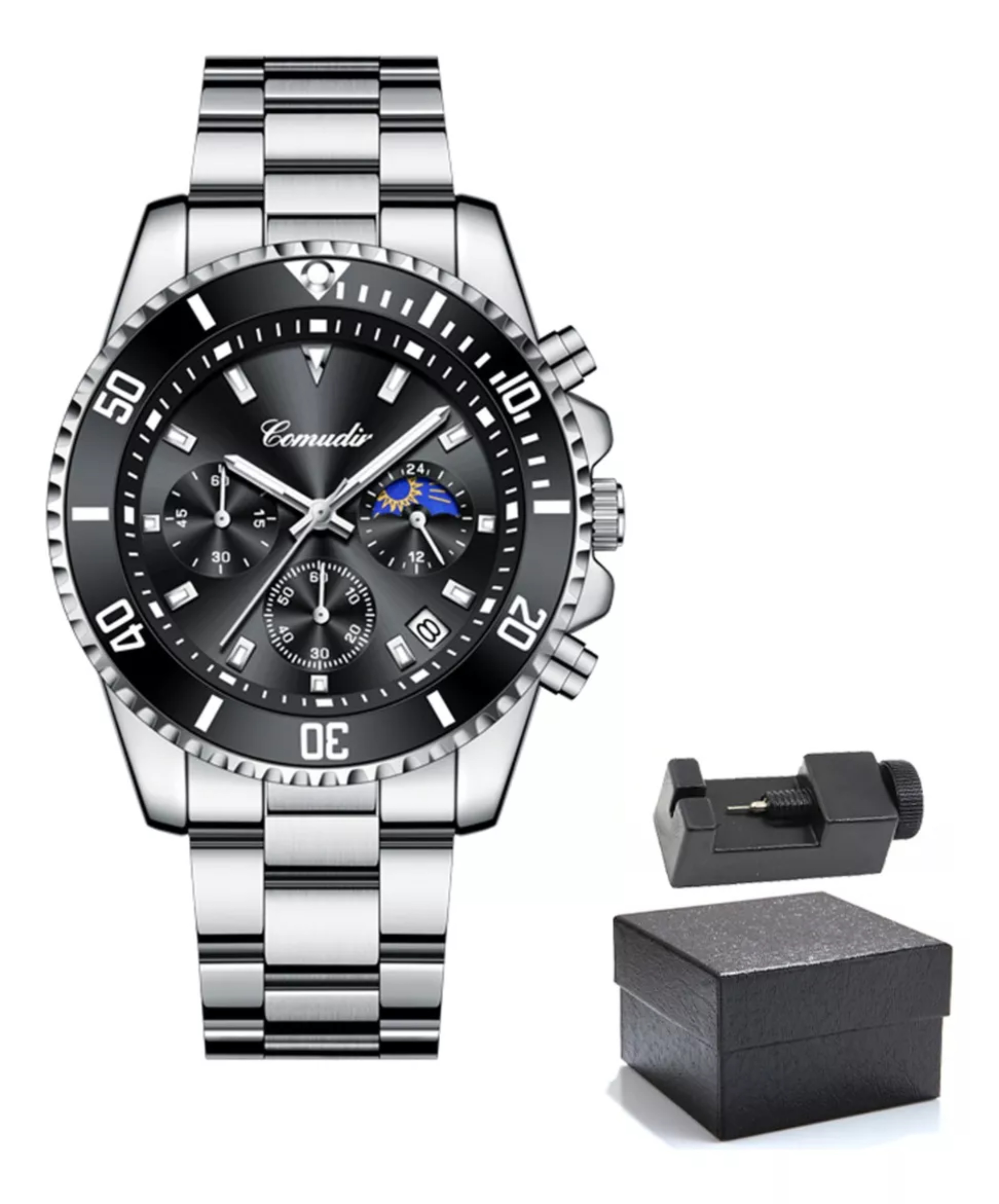 Reloj Para Hombre De Cuarzo De Acero Con Cron&oacute;grafo. image number null