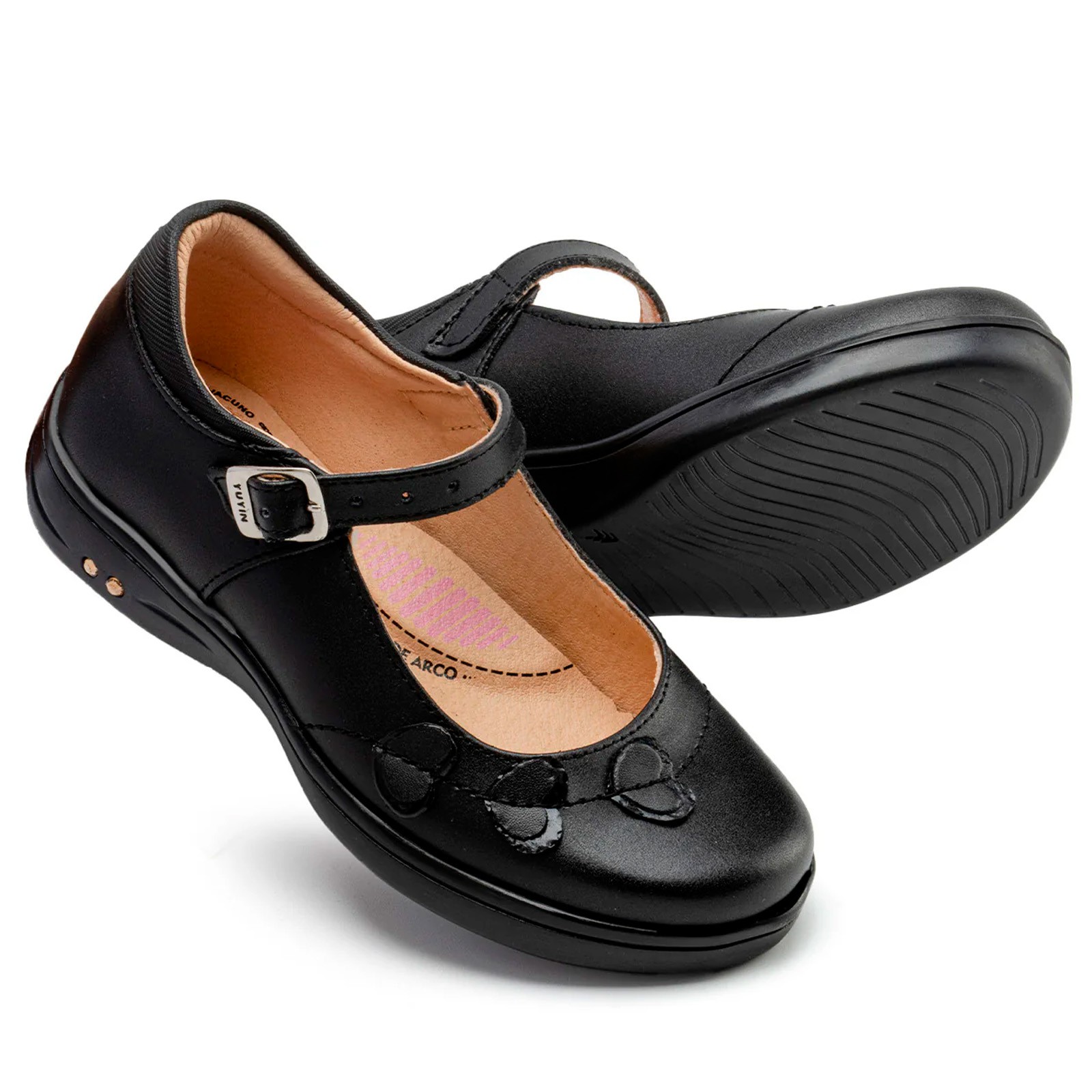 Zapato Escolar Para Ni&ntilde;a Yuyin De Piel Cl&aacute;sico 25472 Negro image number null