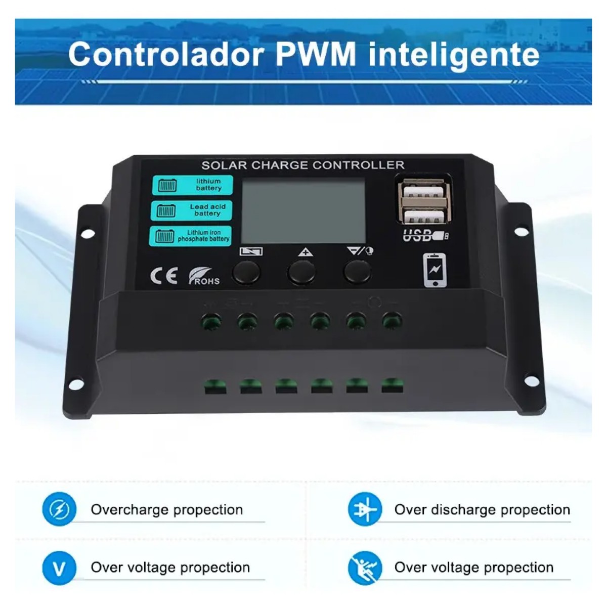 Panel Solar Monocristalino Con Controlador 50w 12v image number null
