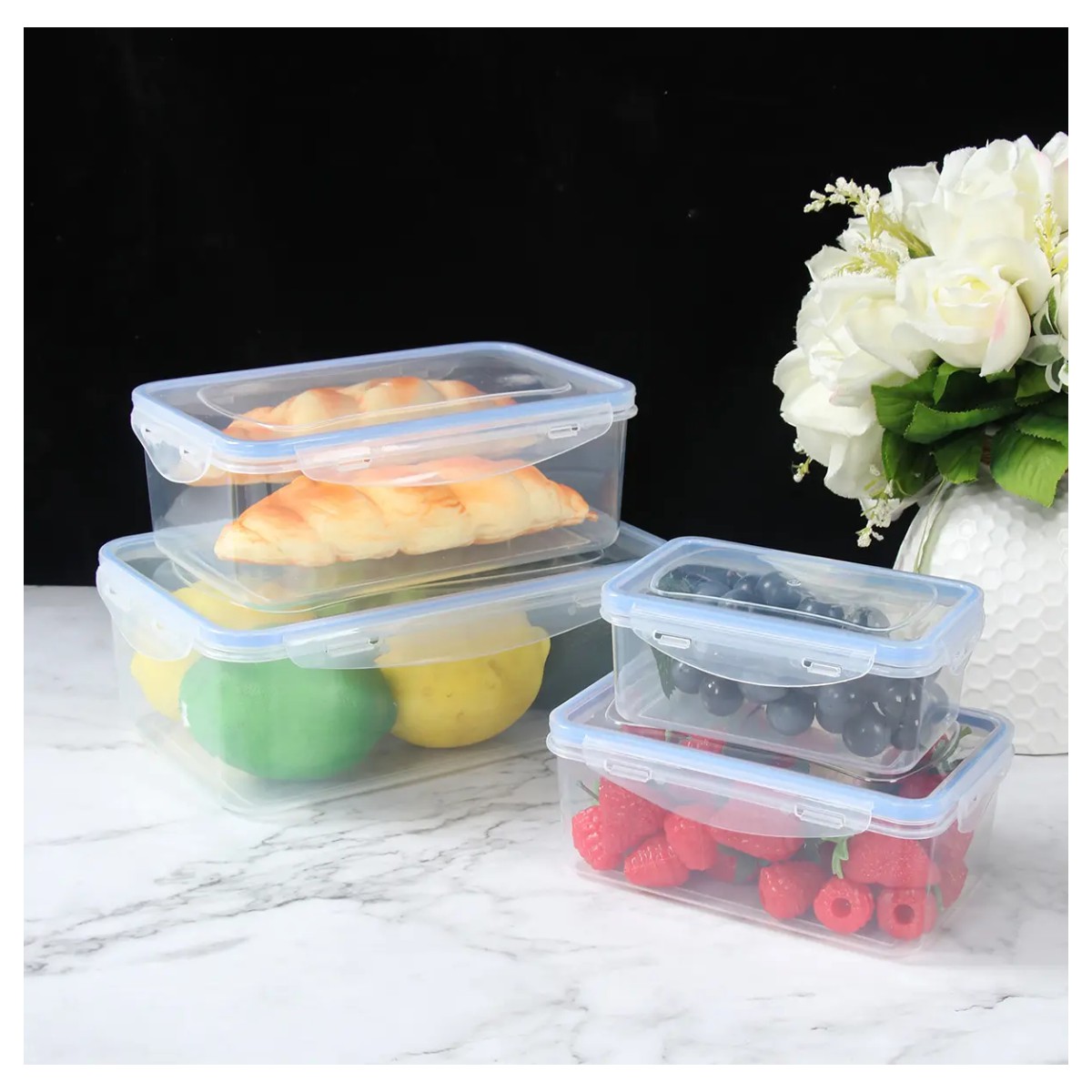 Set 4 Contenedores Recipiente Topper Alimento Comida Cocina image number null