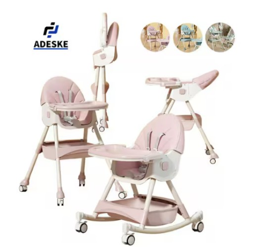 Silla Port&aacute;til De Comer Para Bebe Plegable Color Rosa image number null