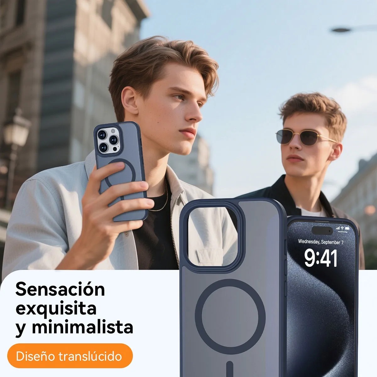 Funda Para iPhone 11 Pro Max+ Cargador Inal&aacute;mbrico 15w + Mica De Vidrio Templado Azul image number null