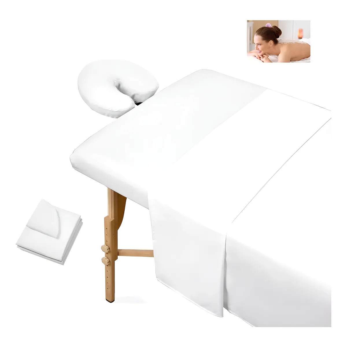 Kit Spa 3 Pzas S&aacute;banas Para Cama De Masaje Blanco image number null
