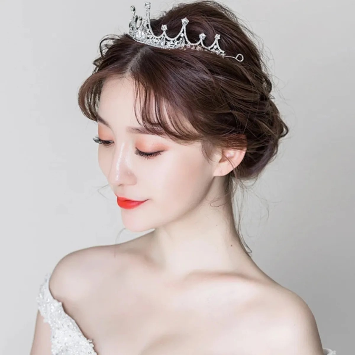 Reina Corona Princesa Boda Tiara Tiara Nupcial Y Cumplea&ntilde;os Color Plateado image number null