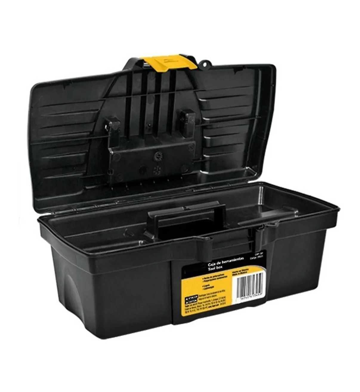 Caja de herramientas de pl&aacute;stico 18cm x 33cm x 13cm negra malubero image number null