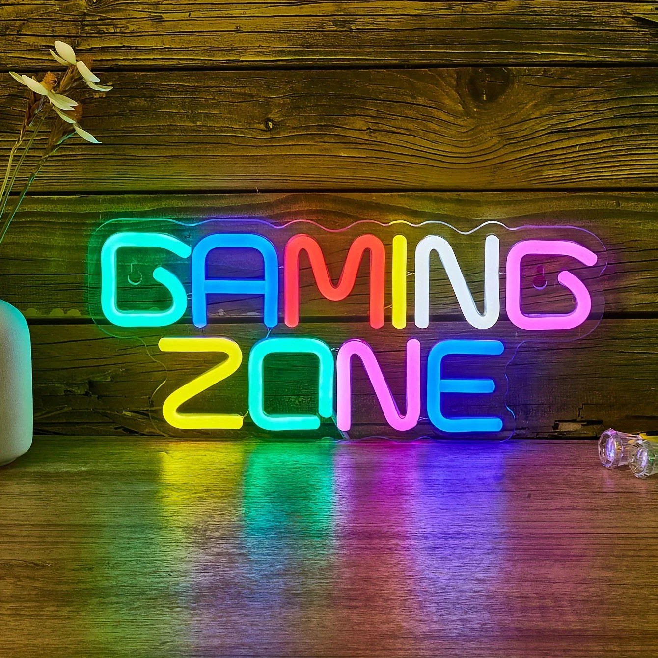 Letrero Led Ne&oacute;n Gaming Zone, Decoraci&oacute;n de Pared, Letreros de Luces de Ne&oacute;n USB para Sala de Juegos, Dormitorio Gamer image number null