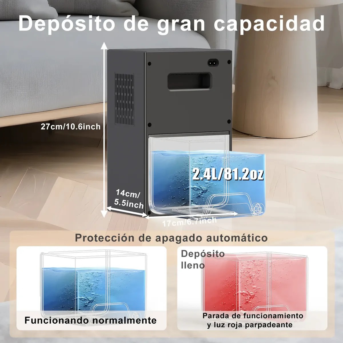 Deshumidificadores Domesticos Electrico 2400ml Led 10 Colore negro image number null