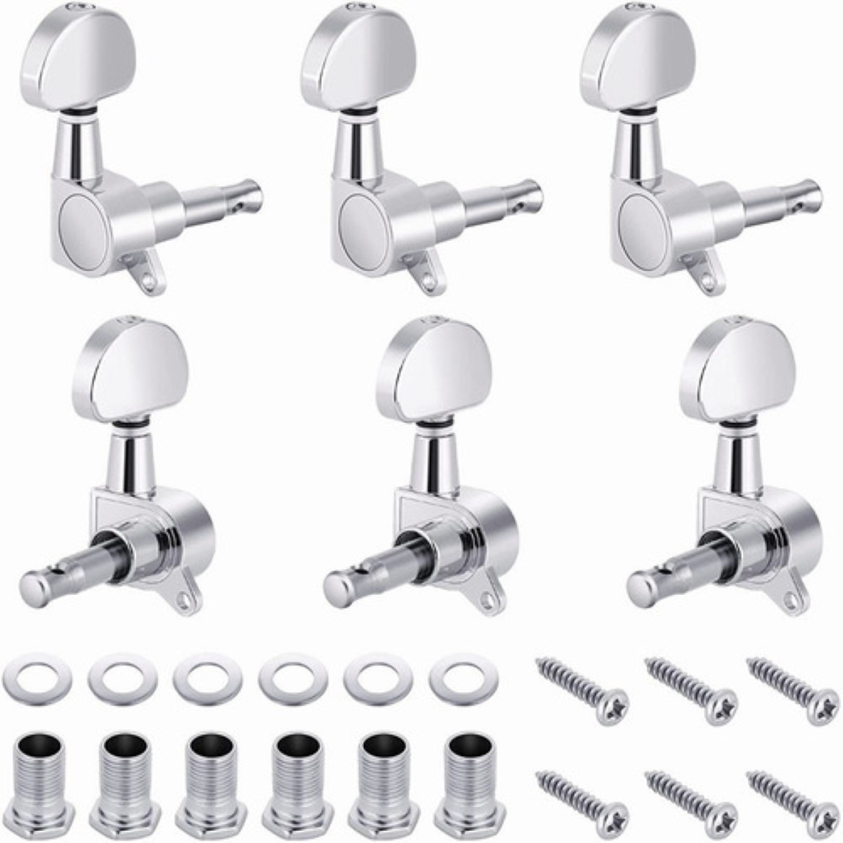 6 Clavijas De Afinaci&oacute;n Para Guitarra El&eacute;ctrica O Ac&uacute;stica plata image number null