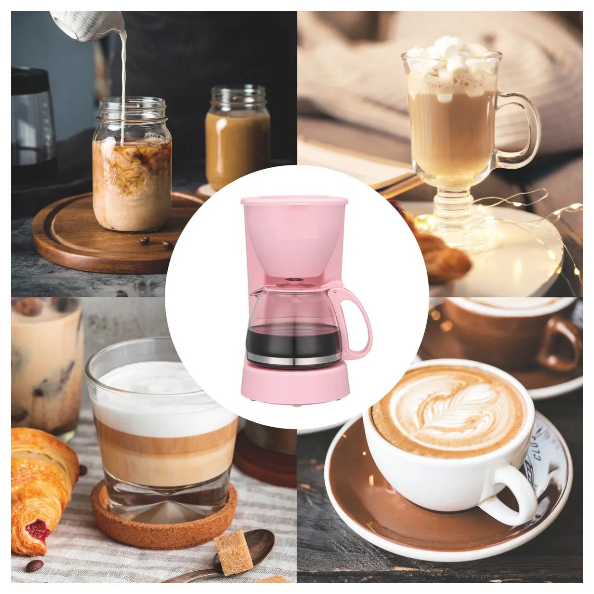Cafetera 750 Ml Filtro Permanente Placa Calefactora Rosa image number null