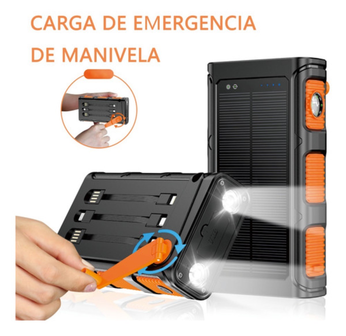 Cargador Solar Powerbank 36000mah Banco De Energ&iacute;a Solar NEGRO/NARANJA image number null