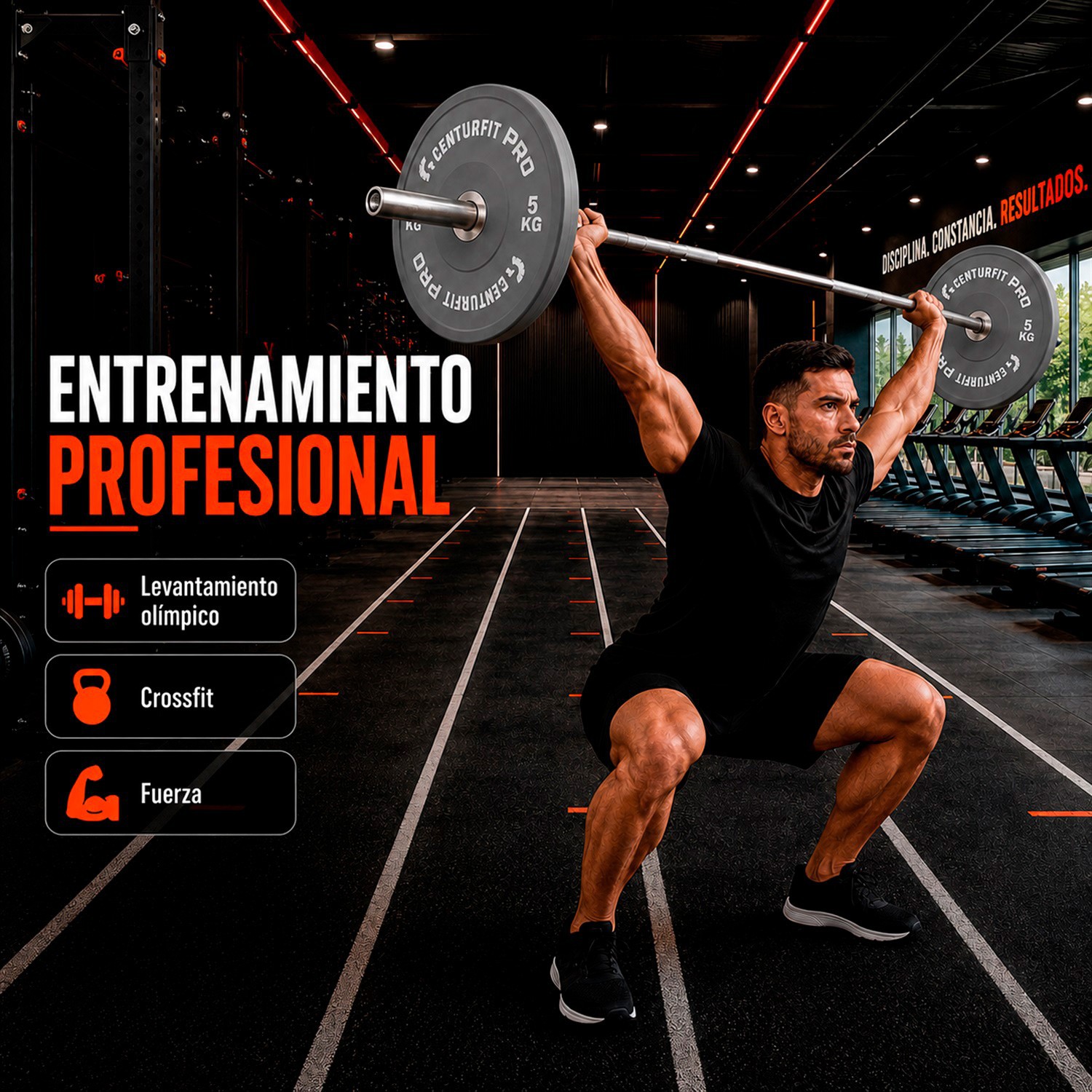 Par Discos Olimpicos Crossfit Bumper Nucleo Acero Reforzado Gris Centurfit image number null