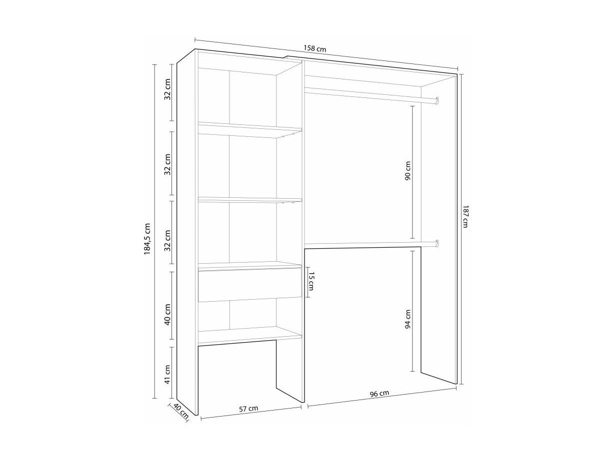 Closet abierto con un caj&oacute;n A187 Blanco con M&eacute;rida image number null