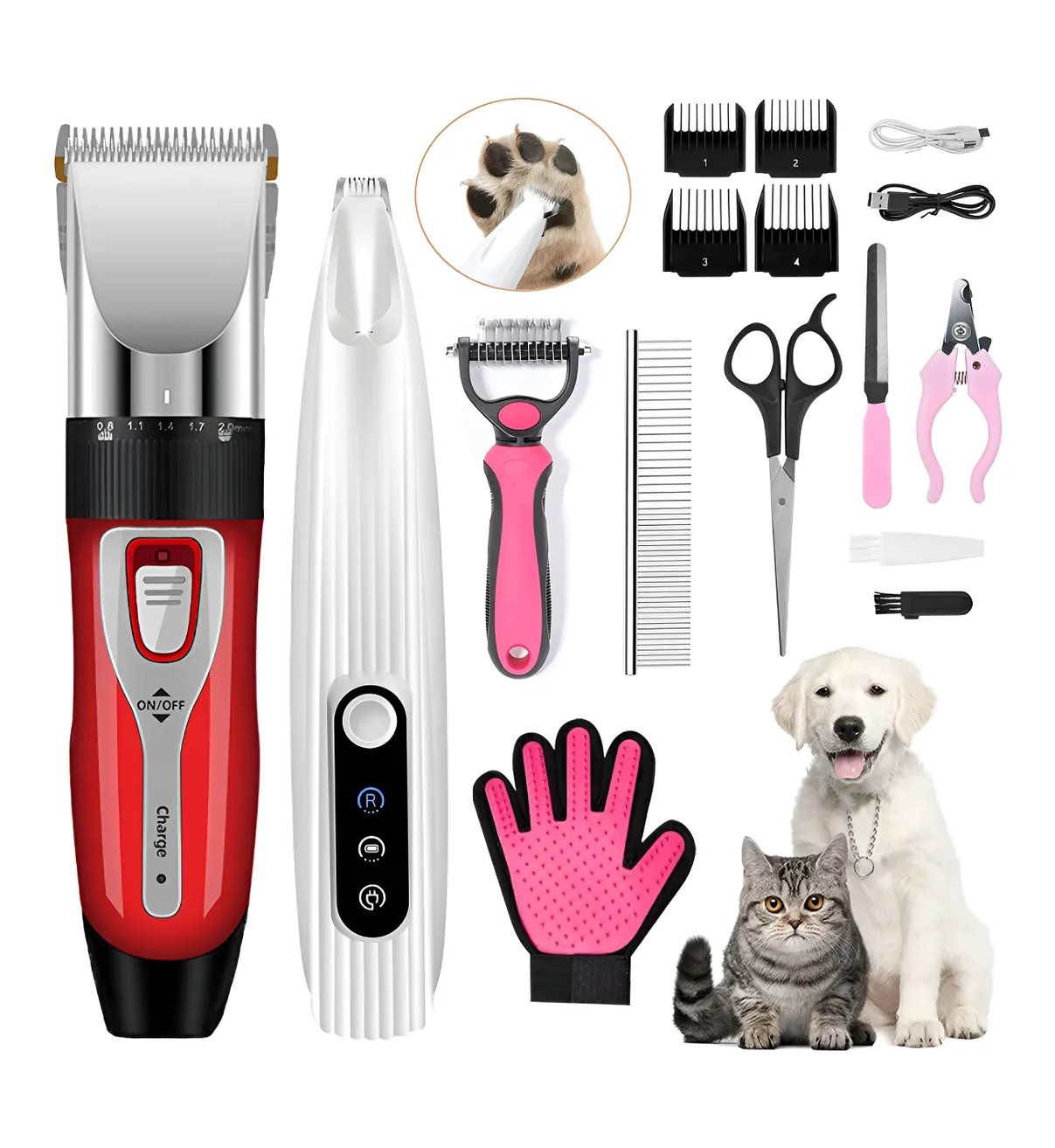 Maquina Rasuradora Perros Y Gatos M&aacute;quina De Cortar Pelo Malubero Rojo image number null