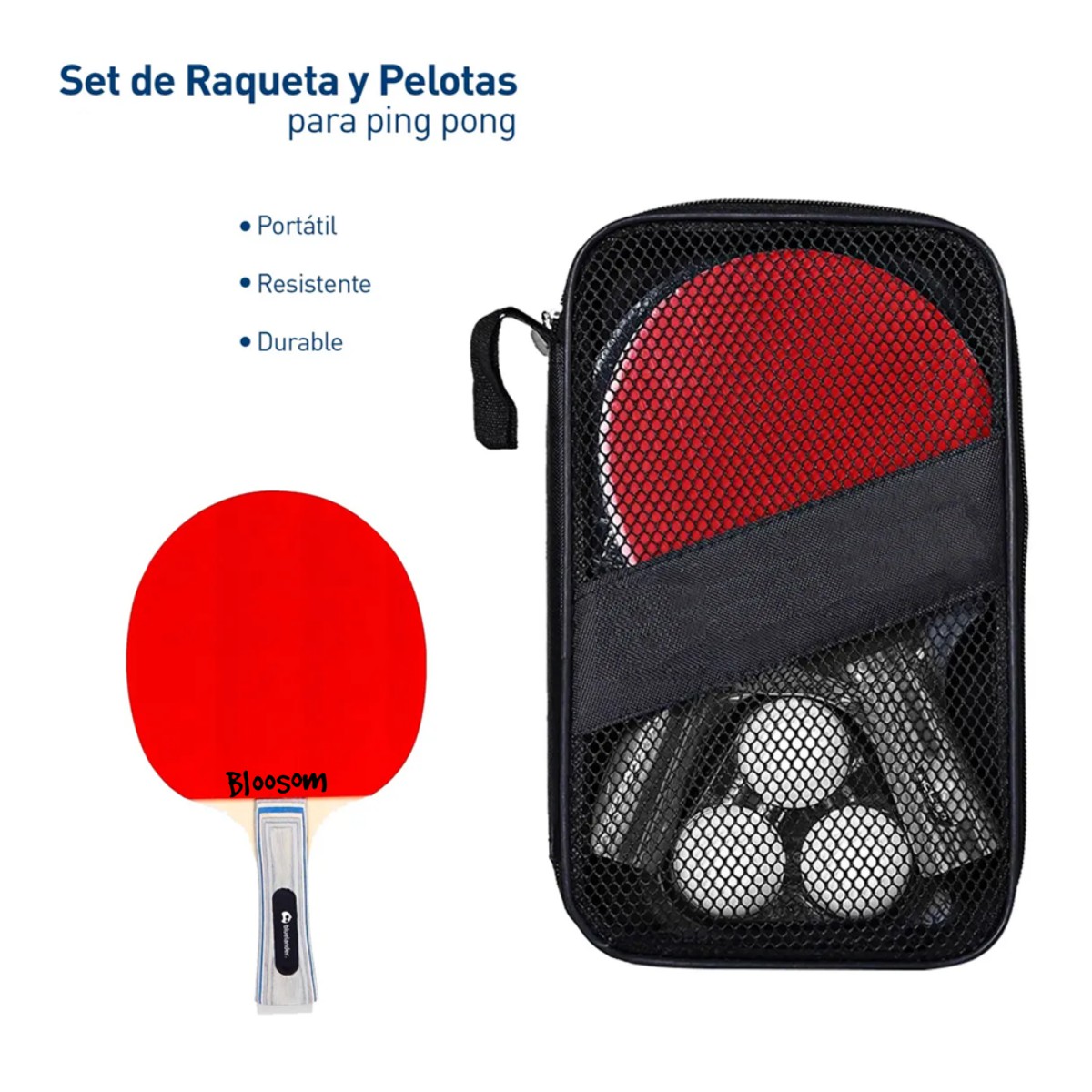 Set De Raquetas Ping Pong Pelotas Profesional Tenis De Mesa Rojo image number null