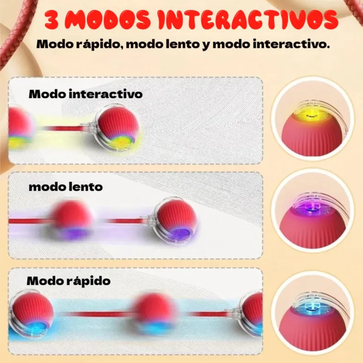 Pelotas Interactivas Juguetes El&eacute;ctrica Para Perro Gato 2Pcs Rojo/Rosa image number null